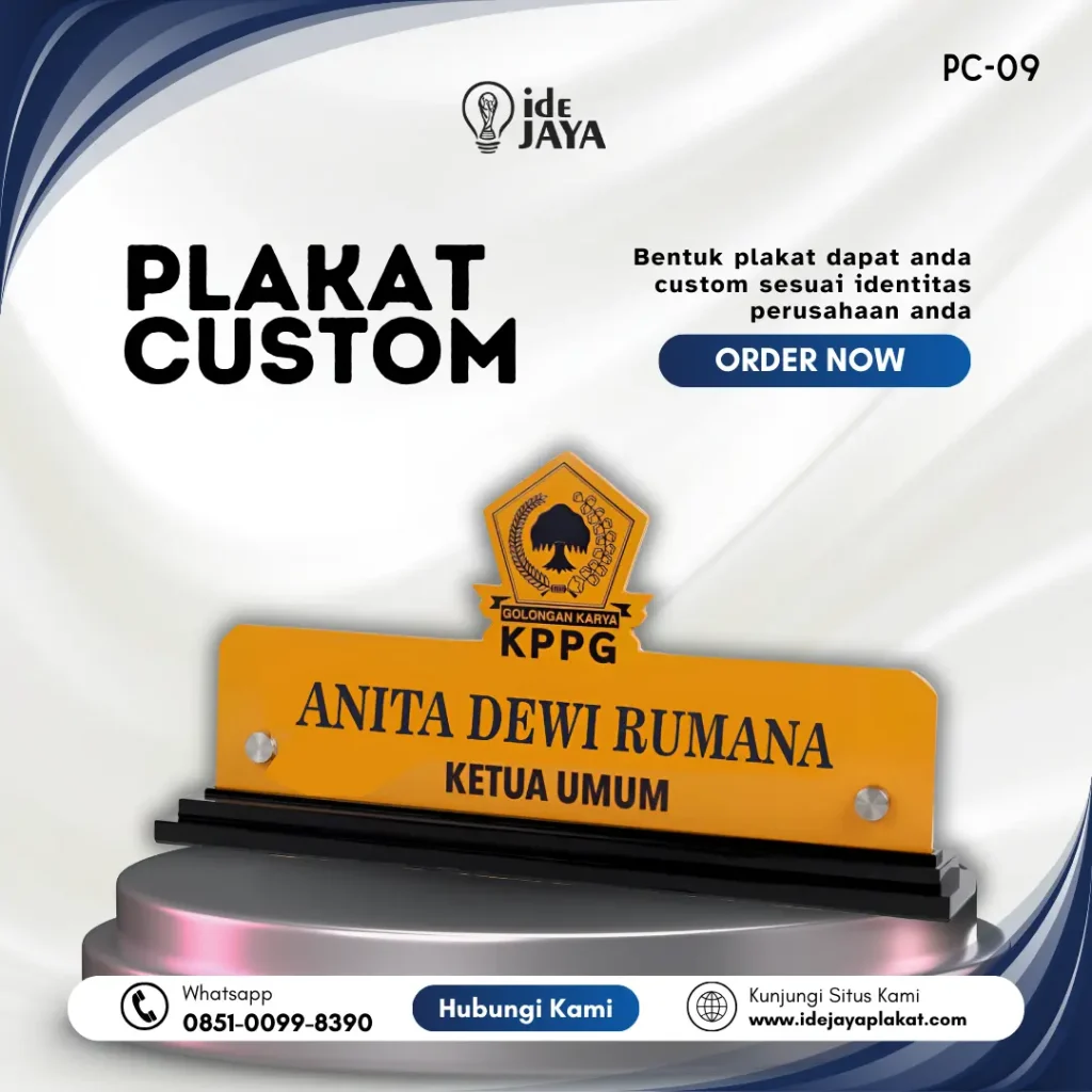 Plakat custom akrilik KPPG Anita Dewi Rumana dari Ide Jaya Plakat