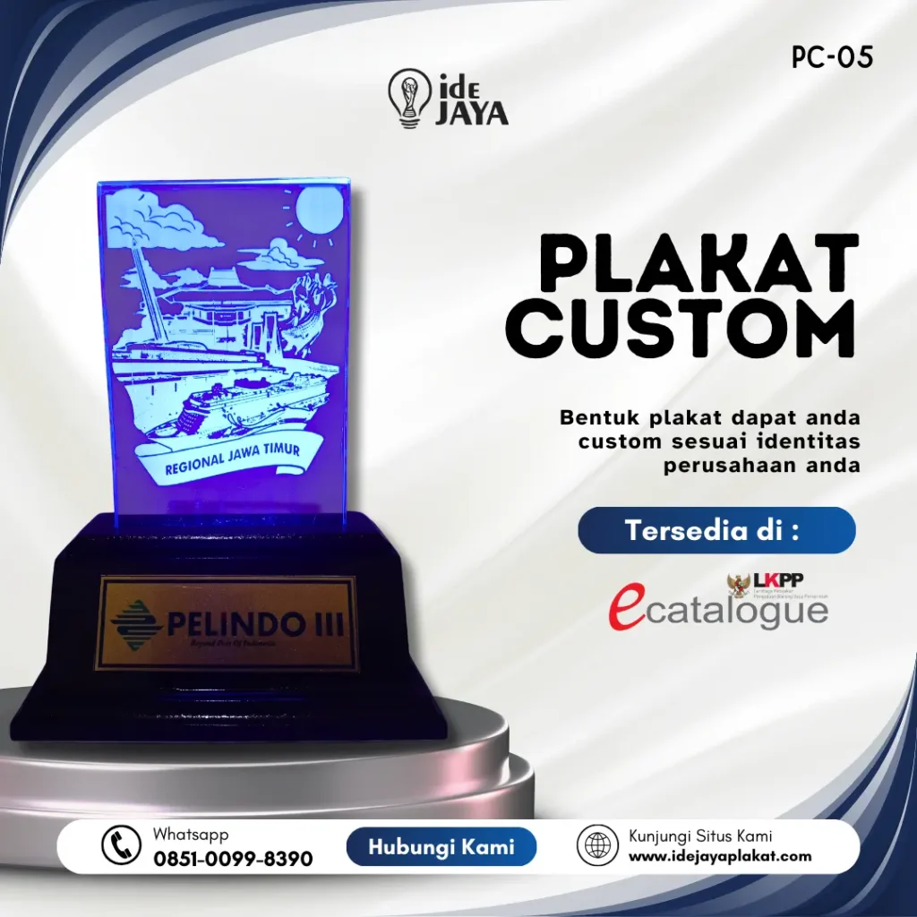 Plakat kayu akrilik custom dengan LED Pelindo III Ide Jaya Plakat.