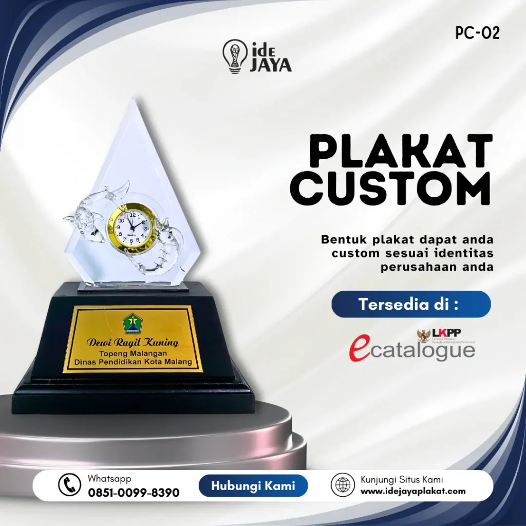 Plakat kayu akrilik kristal custom DPRD Kota Banjarbaru Kalimantan Selatan model elegan
