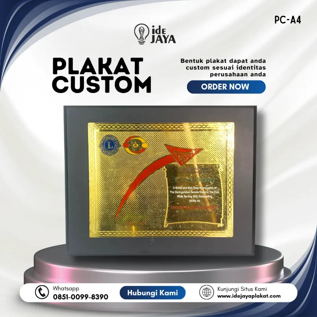 Plakat kayu custom eksklusif penghargaan Lions Club dari Ide Jaya Plakat.