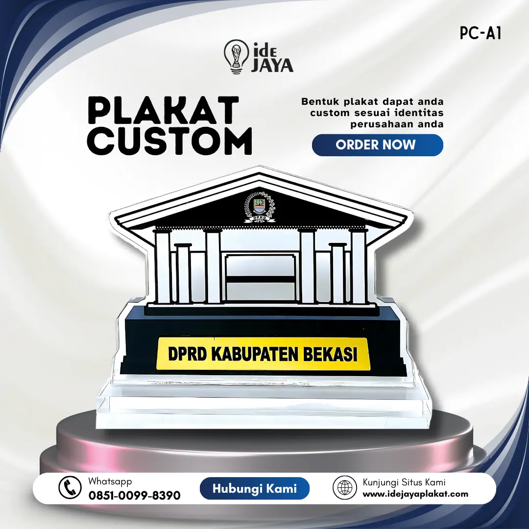 Plakat custom akrilik DPRD Kabupaten Bekasi dari Ide Jaya Plakat